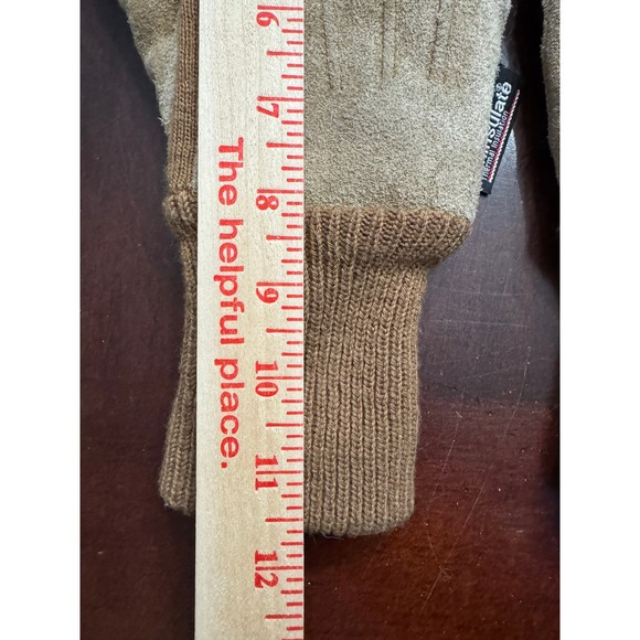 Mens Genuine Leather Thinsulate Thermal Insulation Gloves L XL Brown Knit Cuff - Picture 5 of 5